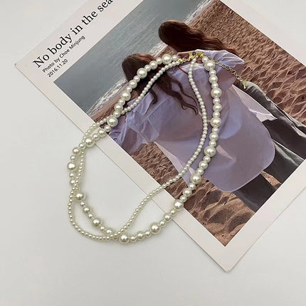Three-Layer Pearl Strand Necklace for Women