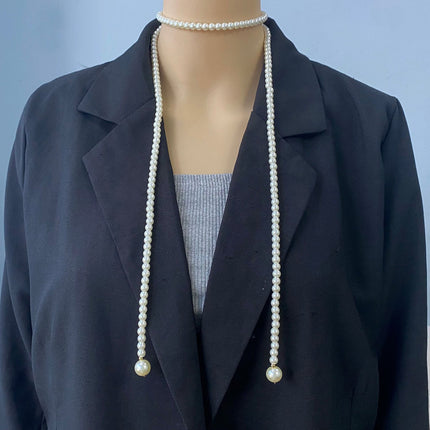 Long Multi-layer Pearl Sweater Chain Necklace - FASHION SHEGOODS LLC