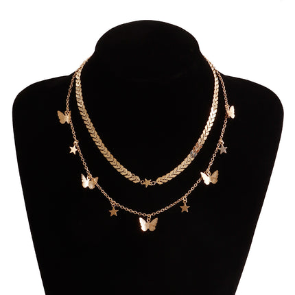 Multi-Layer Butterfly Pendant Necklace