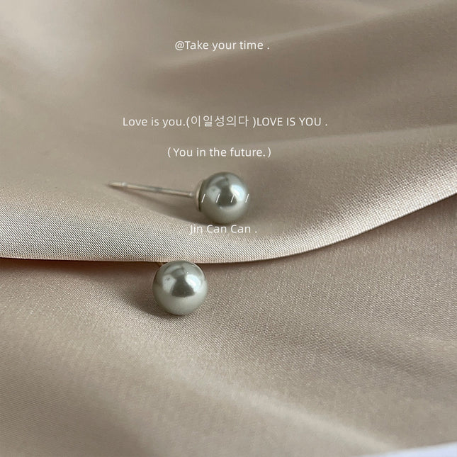 Natural Shell Pearl Earrings Gray Ear Stud