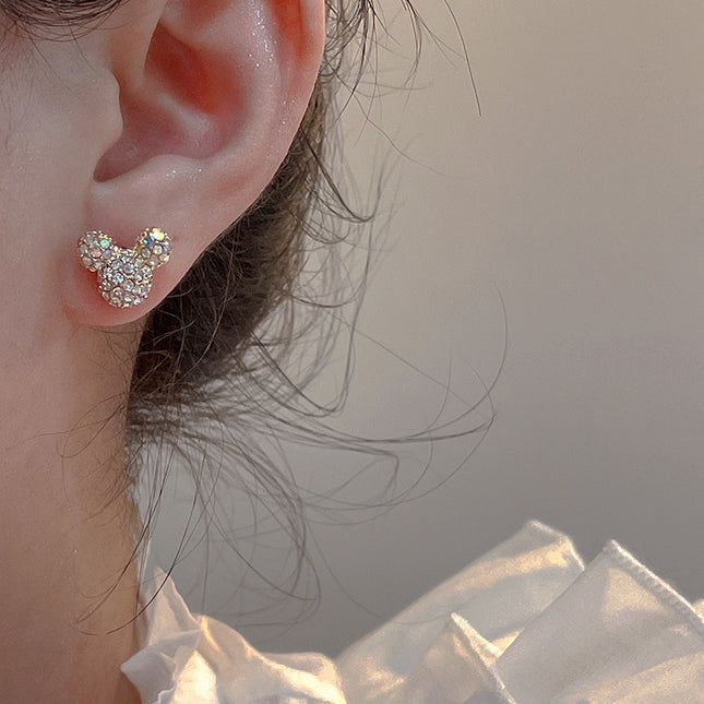 Full Rhinestone Mouse Stud Earrings - FASHION SHEGOODS LLC