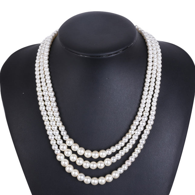Multi-layer Glass Pearl Sweater Chain Long Necklace - FASHION SHEGOODS LLC