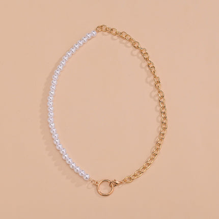 Baroque Pearl Half Pearl Half Chain Necklace