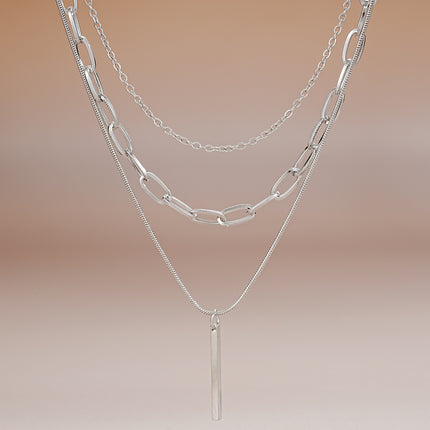 Boho Bar Multilayer Simple Layered Bar Drop Pendant Necklace