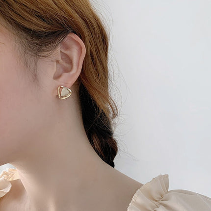 Geometric Triangular Opal Stud Earrings - FASHION SHEGOODS LLC
