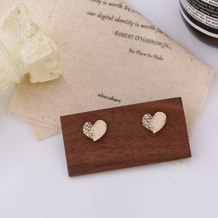 Heart Tiny Studs Rhinestone Earrings - FASHION SHEGOODS LLC
