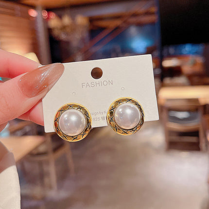 Classic Round Pearl Stud Earrings