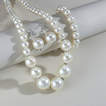 Large White Pearl Women Wedding Party Jewelry Set