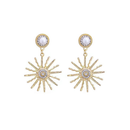 Pearl Sunflower Earrings