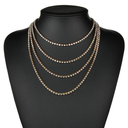 Layer Stone Tennis Chain Necklace - FASHION SHEGOODS LLC