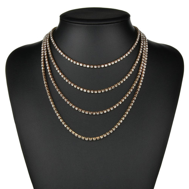 Layer Stone Tennis Chain Necklace - FASHION SHEGOODS LLC