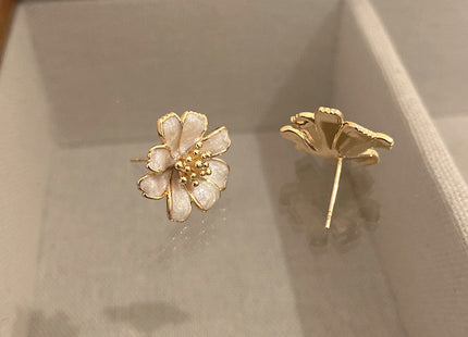 Enamel Petal Flower Earrings