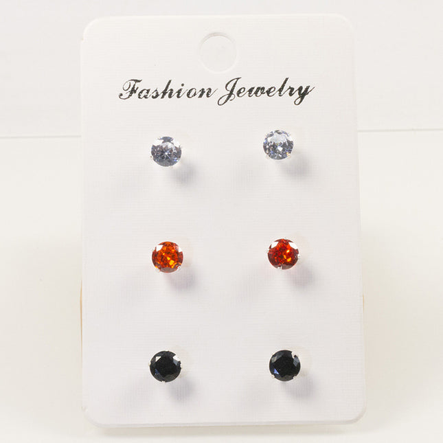 Zircon stud earrings set