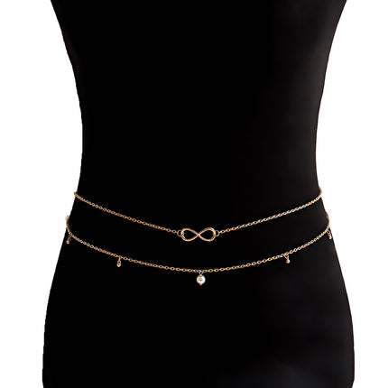 Sexy Double Layers Bikini Body Chain Beach Pearl Belly Chain