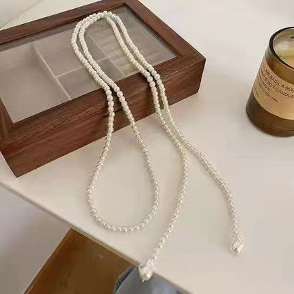 Long Chain Pearl Beaded Pendant Necklace - FASHION SHEGOODS LLC
