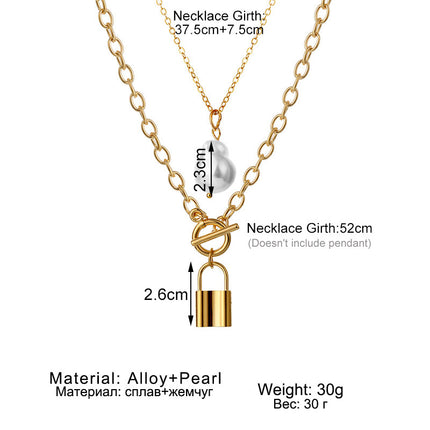 Heart Star Charm Paperclip Chain Choker Necklace Layered Lock Pendant - FASHION SHEGOODS LLC