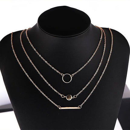 Multilayer Circles Geometric Round Chokers Necklaces - FASHION SHEGOODS LLC