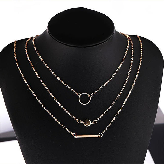 Multilayer Circles Geometric Round Chokers Necklaces - FASHION SHEGOODS LLC