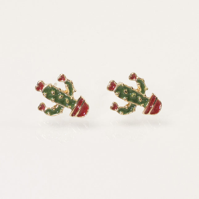 Enamel cactus Stud Earring