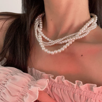 Pearls Jewelry Multilayer Pearl Necklace for Women