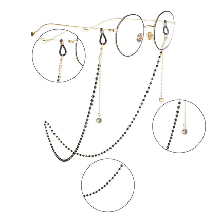 Black Beads Gold Eyeglass Lanyard Hold Straps