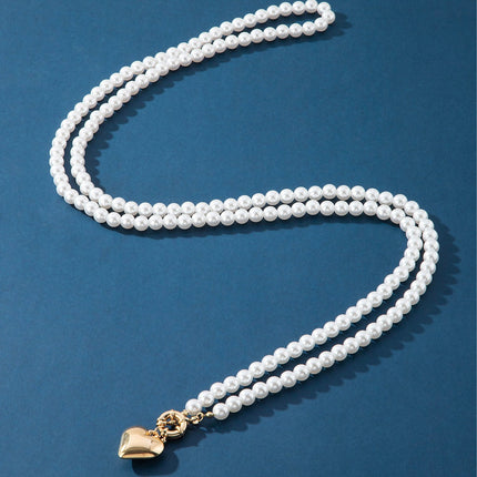 Imitation Pearl Multilayer Choker Necklace for Women Elegant Heart Pendant Necklace - FASHION SHEGOODS LLC