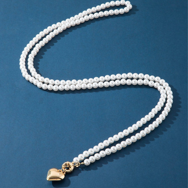 Imitation Pearl Multilayer Choker Necklace for Women Elegant Heart Pendant Necklace - FASHION SHEGOODS LLC