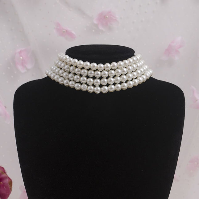 Multi-Layer Necklace Pearl Beaded Choker - FASHION SHEGOODS LLC