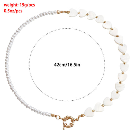 Shell Heart Pearl Necklace Choke Pearl Necklace