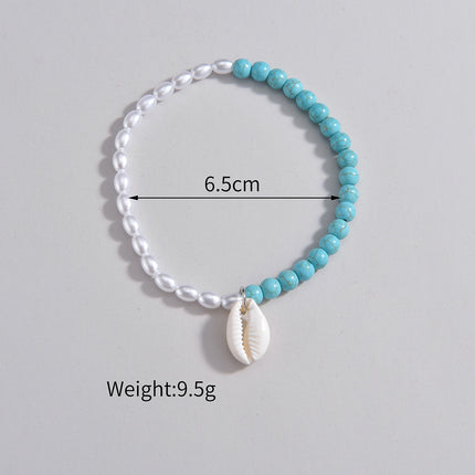 Multi-layer Anklet Pearl Round turquoise Bead Anklet Jewelry