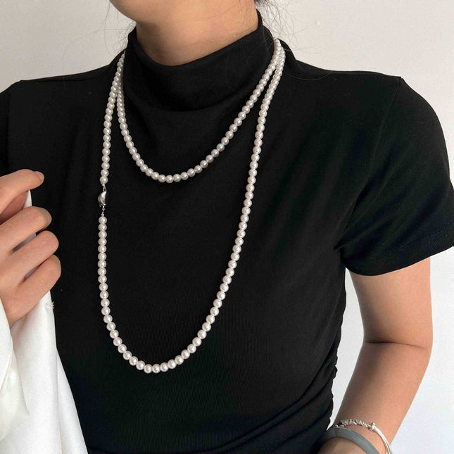 Long Pearl Necklace Costume Pearl Jewelry - FASHION SHEGOODS LLC