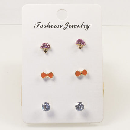Mushroom butterfly stud earrings set