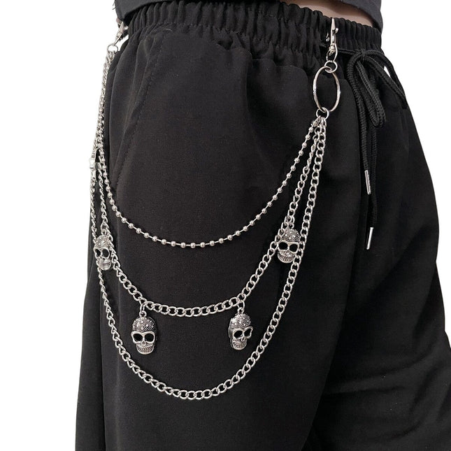 Punk Rock Skull Decoration Double Layers Jeans Chains Pants Chain