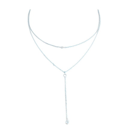 Double-Layered Tassels Necklace Elegant Women Crystal