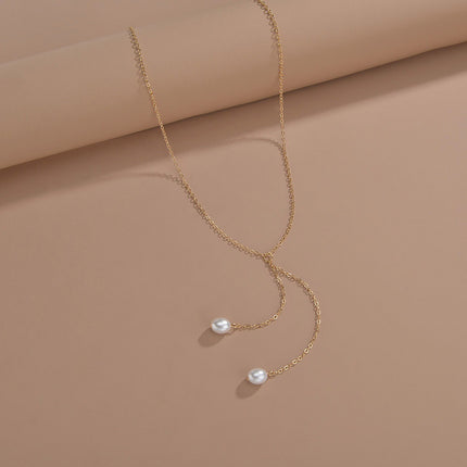Pearl Long Chain Tassel Necklace