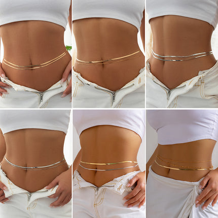 Sexy Body Waist Chain Jewelry Layered Metal Snake Bone Chain Waist Chain