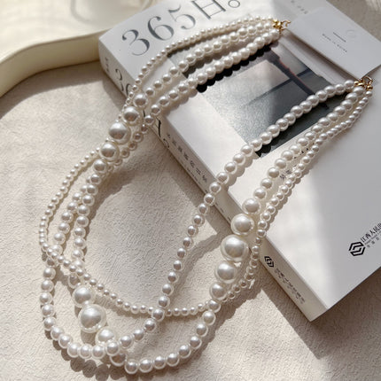 Multilayer Strand Simulated Pearl Statement Necklace - FASHION SHEGOODS LLC