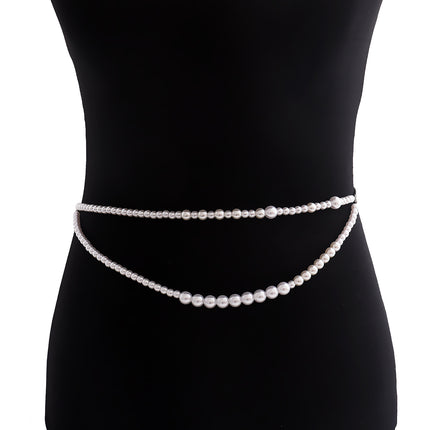 Pearl Beads Waist Chain Layered Belly Chains Rave Body Jewelry