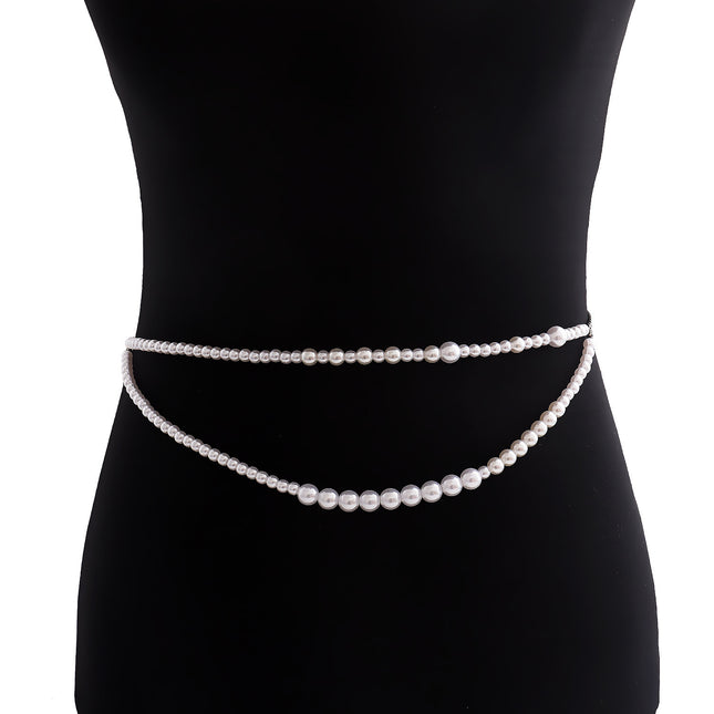 Pearl Beads Waist Chain Layered Belly Chains Rave Body Jewelry