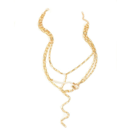 Layer Long Chain Necklace Pearl Charm Jewelry for Women - FASHION SHEGOODS LLC