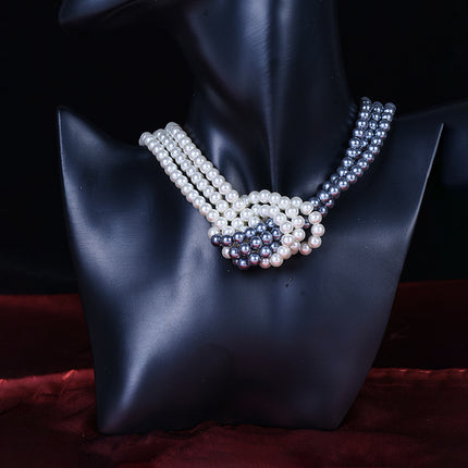 Knotted Multi-layer Pearl Necklace - FASHION SHEGOODS LLC