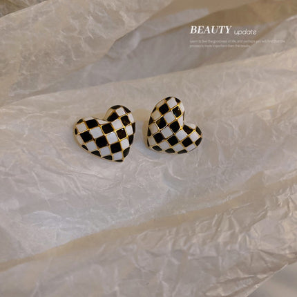 Geometric Love Heart Stud Earrings - FASHION SHEGOODS LLC