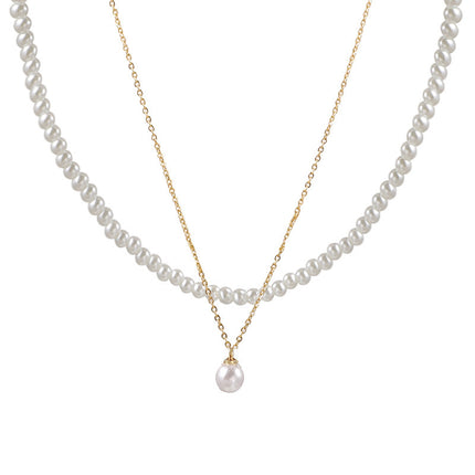 Double Layer Wearing Pearl Necklace Female