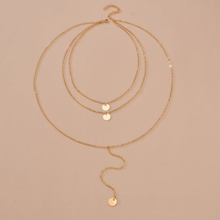 Coin Chain Pendant Sequins Multi Layers Necklaces