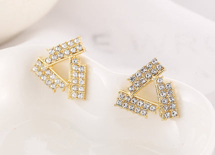 Full Rhinestone Triangle Shape Stud Earrings