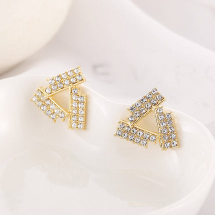 Full Rhinestone Triangle Shape Stud Earrings