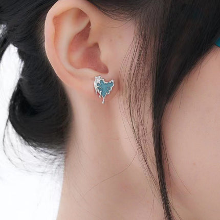 Butterfly Blue Enamel Stud Earrings
