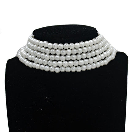 Multi Layered Pearl Neck Chain Necklace Sweater Chain Pearl Necklaces - FASHION SHEGOODS LLC