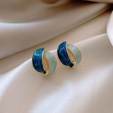 Double Arc Cross Enamel Stud Earring