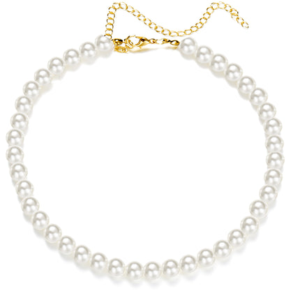 Elegant White Imitation Pearls Necklace Choker Women